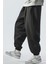 Bol Kalıp Içi Pamuklu Siyah / Gri Eşofman Altı Style Jogger Time Unisex Kadın / Erkek 2