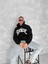 Unisex Üç Iplik Kapşonlu Baskılı Sweatshirt - Siyah 2