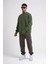 Unisex Biskilet Yaka Üç Iplik Sweatshirt - Haki 3