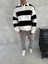 Unisex Üç Iplik Parçalı Yakalı Sweatshirt - Siyah 2