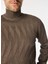 Yarım Balıkçı Yaka Slim Fit Kahve Melanj Erkek Kazak MI2763SS 4