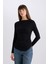 Slim Fit Dar Kesim Bisiklet Yaka Basic Düz Soft Touch Uzun Kollu Tişört E5884AX25SP 4