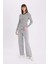 Slim Fit Dar Kesim Bisiklet Yaka Çizgili Uzun Kollu Tişört D3754AX25SP 2