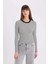 Slim Fit Dar Kesim Bisiklet Yaka Çizgili Uzun Kollu Tişört D3754AX25SP 4