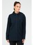 Lacivert Regular Fit Düz Kapüşonlu Kadın Tunik - SC1109 3