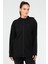 Siyah Regular Fit Düz Kapüşonlu Kadın Tunik - SC1109 2