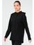 Siyah Regular Fit Düz Kapüşonlu Kadın Tunik - SC1109 3