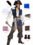 L Cadılar Bayramı Cosplay Pirate Kostümleri Üst Yu Pantolon Kemer Şapkası Ayak Kayışı 7 Pcs Seti | Tatil Kostümleri (Yurt Dışından) 2