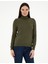 Kadın Haki Slim Fit Basic Kazak 50290579-VR238 1