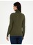 Kadın Haki Slim Fit Basic Kazak 50290579-VR238 5