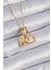 Gold Renk Zirkon Taşlı Sonsuzluk Kalp Figür Charm Model Kadın Kolye - EBJ241012W28467 1