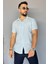 Slim Fit Çizgili Keten Erkek Gömlek 1