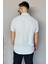 Slim Fit Çizgili Keten Erkek Gömlek 4