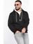 Erkek Kapüşonlu Yarım Fermuarlı Şardonlu Slim Fit Üç Iplik Sweatshirt 2