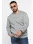 Bisiklet Yaka Kabartma Baskılı Üç Iplik Şardonlu Erkek Sweatshirt 2