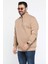 Dik Yaka Yarım Fermuarlı Üç Iplik Şardonlu Erkek Sweatshirt 1