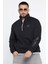 Dik Yaka Yarım Fermuarlı Üç Iplik Şardonlu Erkek Sweatshirt 1