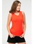 Turuncu Regular Düz Açık Yaka Kolsuz Kadın Spor Atlet SF0746 3