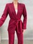 Kadın Ikili Kuşaklı Blazer Ceket Pantolon Takım 4