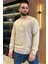 Erkek Bisiklet Yaka Kabartma Desen Yazılı Sweatshirt 1