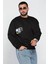 Bisiklet Yaka Üç Iplik Şardonlu Baskılı Erkek Sweatshirt 1