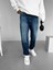 Erkek Boyfriend Fit %100 Pamuk Jean Pantolon Mavi 2