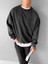 Erkek Oversize Yıkamalı Sweatshirt Siyah 1
