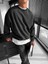Erkek Oversize Yıkamalı Sweatshirt Siyah 3