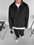 Erkek Oversize Yarım Fermuarlı Esnek Sweatshirt Siyah 1
