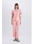Pijama Takımı Regular Fit Bisiklet Yaka Kısa Kollu Üst Beli Lastikli Uzun Altı-Fall in Love E5820AX25SP 1