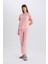 Pijama Takımı Regular Fit Bisiklet Yaka Kısa Kollu Üst Beli Lastikli Uzun Altı-Fall in Love E5820AX25SP 2