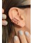 Pembe Taşlı Sıkıştırmalı Kıkırdak Küpe Earcuff 1