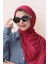 Bordo Renk Likralı Viskon Penye Şal Lycra Scarf 4