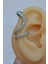 Yeşil Gözlü Yılan Earcuff Sıkıştımalı Kıkırdak Küpesi Gümüş Renk 2