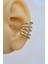 Taşlı Çoklu Earcuff Sıkıştırmalı Kıkırdak Küpesi Gold Renkli 1