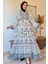 Yarım Düğmeli Astarlı Desenli Şifon Elbise P-00009397 2