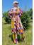 Çiçek Desen Kimono Pantol Ikili Tesettür Takım 1