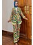 Desenli Bluz Kimono Pantol Tesettür Visk Ikili Takım 1