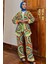 Desenli Bluz Kimono Pantol Tesettür Visk Ikili Takım 2