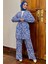 Kimono Pantol Bluz Desenli Tesettür Üçlü Takım 2