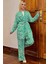 Kimono Pantol Bluz Desenli Tesettür Üçlü Takım 1