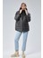 Kadın Oversize Model Kapüşonlu Şişme Mont - Gri 4