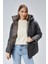 Kadın Oversize Model Kapüşonlu Şişme Mont - Gri 1