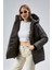 Kadın Oversize Model Kapüşonlu Şişme Mont - Haki 2