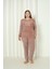 Fawn 3500 Peluş Welsoft Polar Kışlık Nakışlı Büyük Beden Kadın Pijama Takımı 1