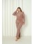 Fawn 3500 Peluş Welsoft Polar Kışlık Nakışlı Büyük Beden Kadın Pijama Takımı 2