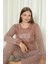 Fawn 3500 Peluş Welsoft Polar Kışlık Nakışlı Büyük Beden Kadın Pijama Takımı 4