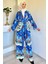 Desenli Tesettür Visk Kimono Ikili Takım 1