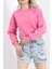 Bisiklet Yaka 3 Iplik Crop Sweat Pembe - 20968.1878. 3