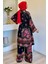 Desenli Tesettür Visk Kimono Ikili Takım 4